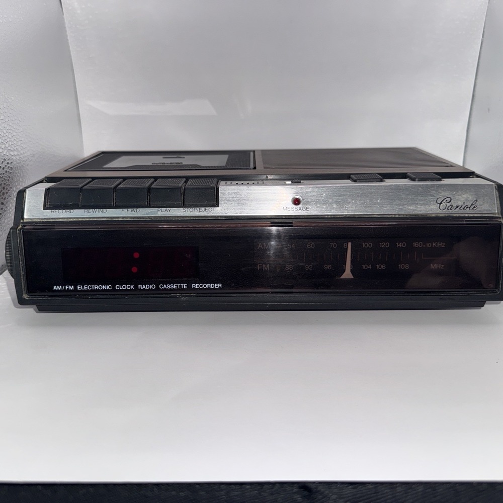 Vintage Cariole Alarm Clock With Cassette Player And Voice Recorder Untested